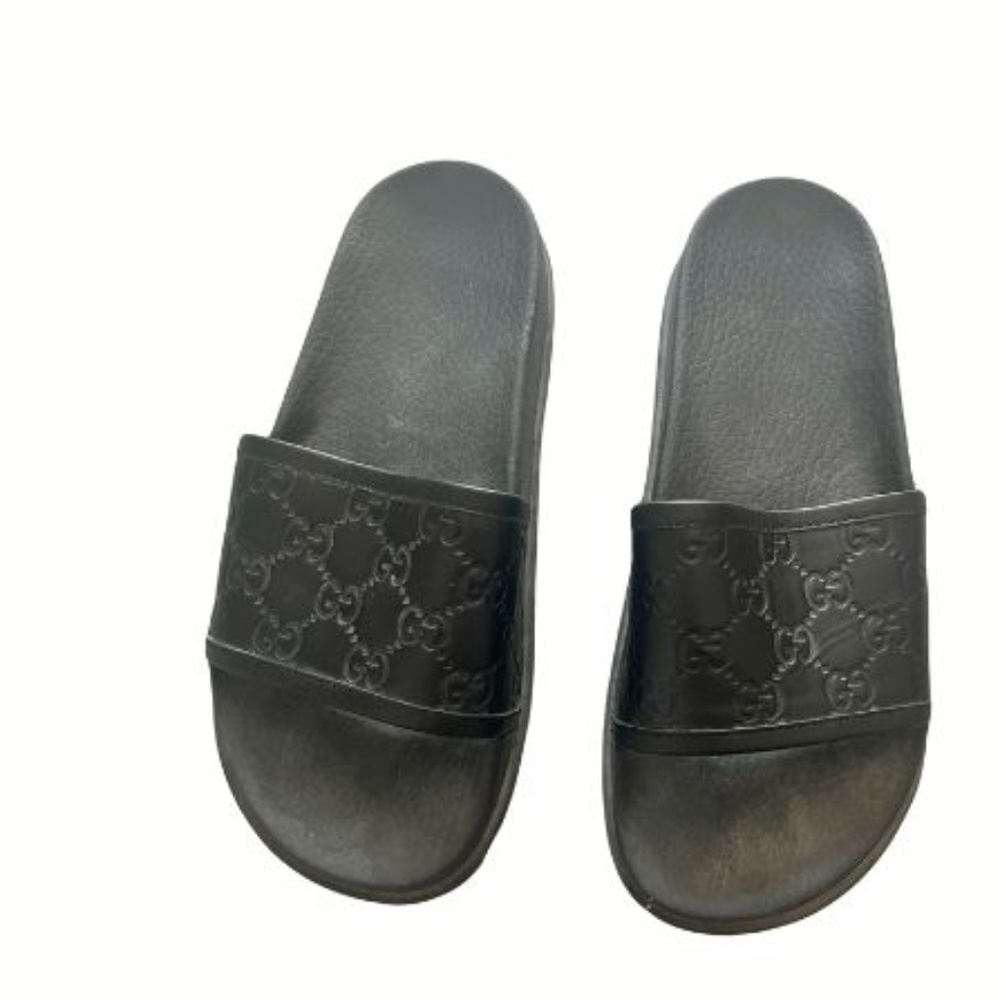 Gucci  Mens Black  GG-Embossed Grid Slide Sandal US Size 8